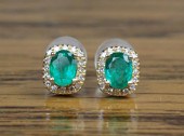 PAIR OF EMERALD AND DIAMOND ST