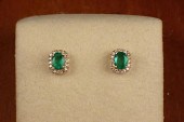 PAIR OF EMERALD AND DIAMOND ST