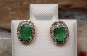 PAIR OF EMERALD AND DIAMOND EA