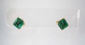 PAIR OF EMERALD AND EIGHTEEN K