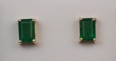 PAIR OF EMERALD AND FOURTEEN K