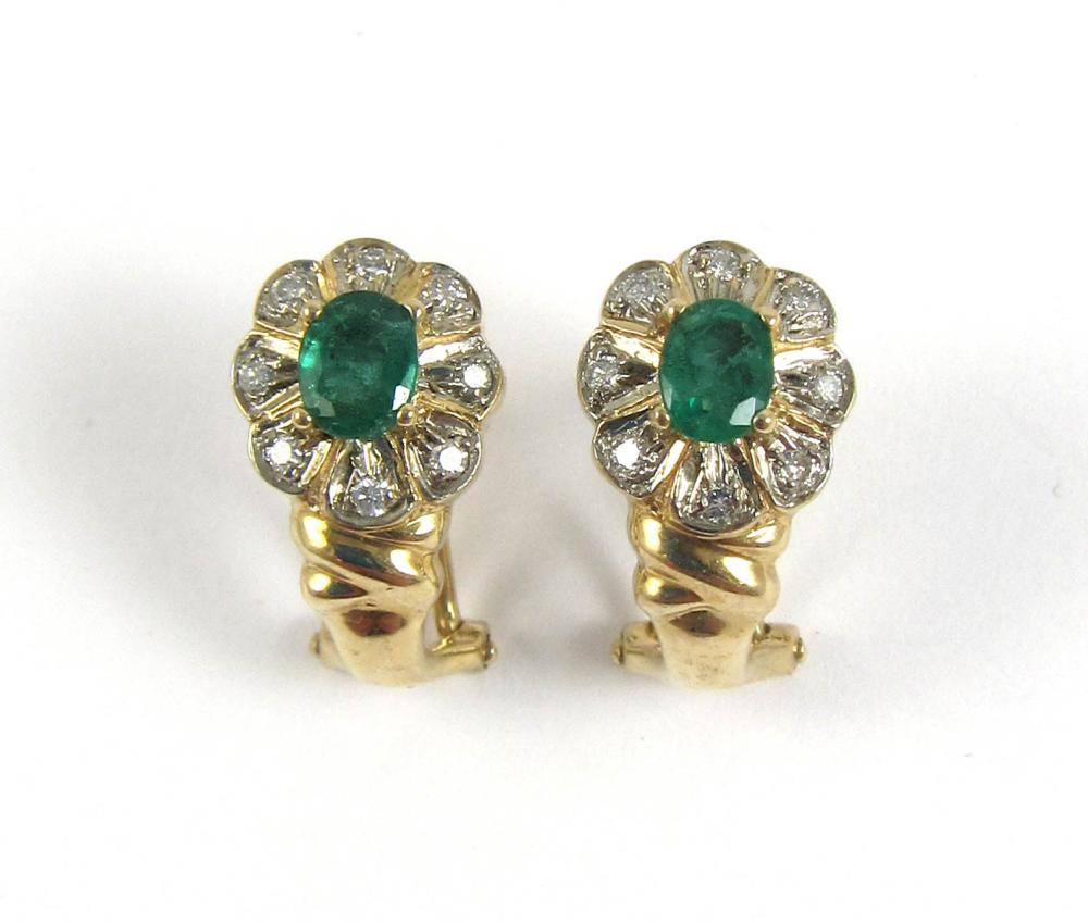 PAIR OF EMERALD AND FOURTEEN