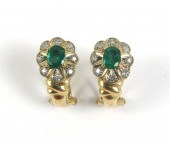 PAIR OF EMERALD AND FOURTEEN K
