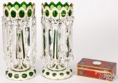 PAIR OF EMERALD GREEN MANTLE L
