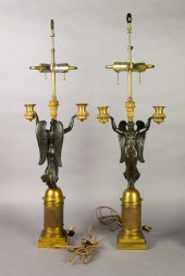 PAIR OF EMPIRE BRONZE AND GILT