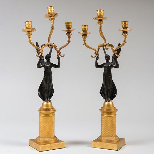 PAIR OF EMPIRE BRONZE AND