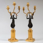 PAIR OF EMPIRE BRONZE AND PARC