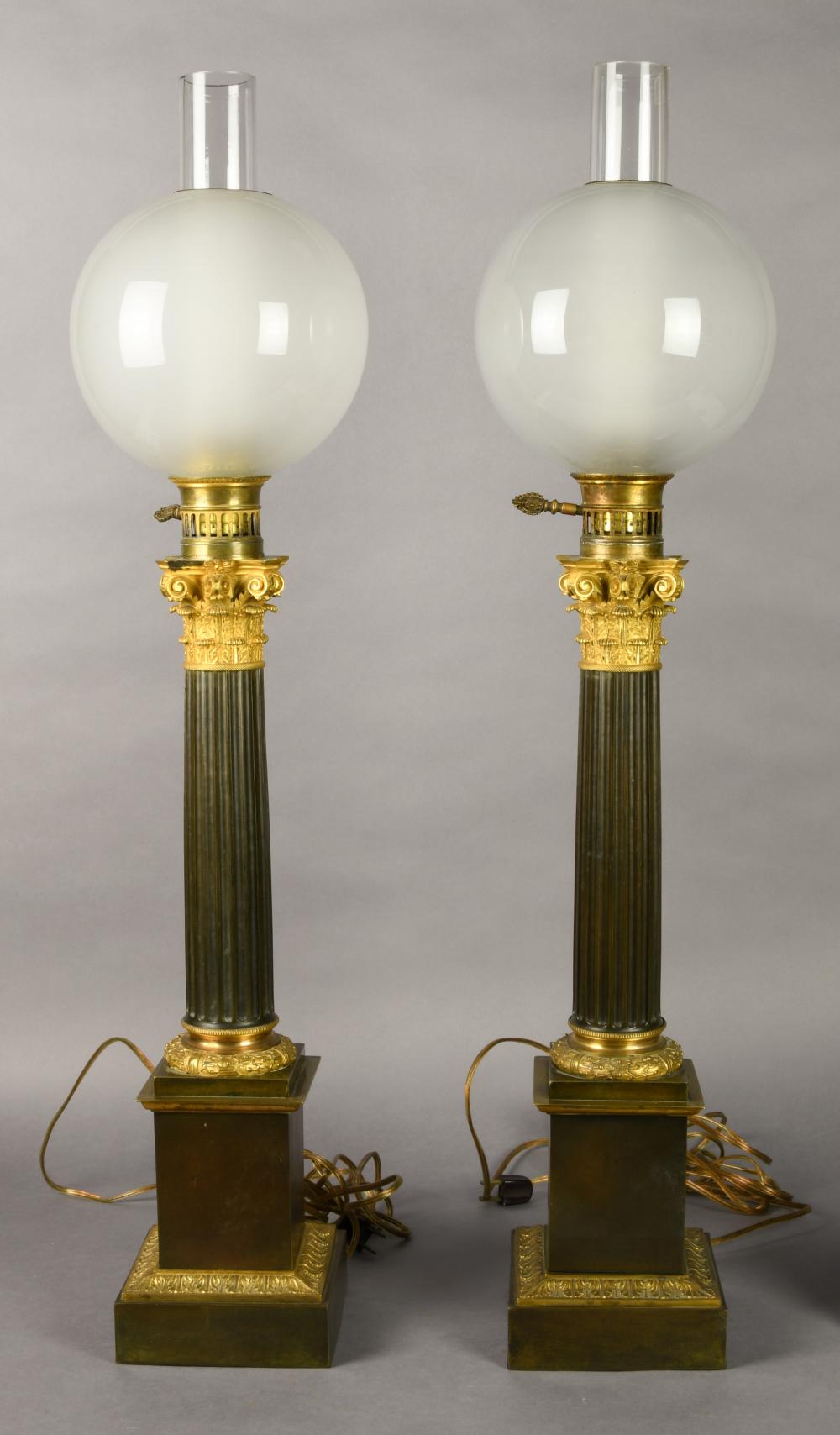 PAIR OF EMPIRE BRONZE COLUMNAR