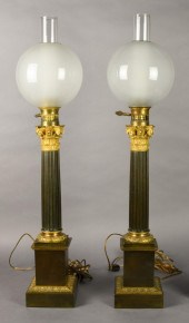 PAIR OF EMPIRE BRONZE COLUMNAR