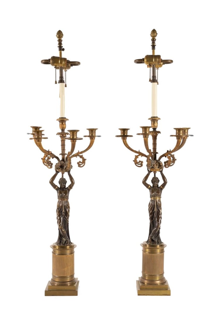 PAIR OF EMPIRE BRONZE FIGURAL
