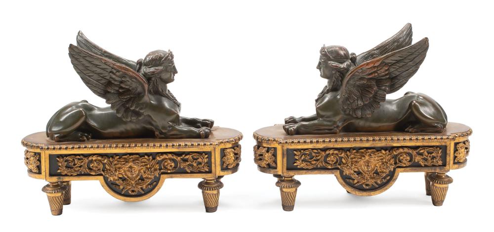 PAIR OF EMPIRE BRONZE SPHINX