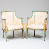 PAIR OF EMPIRE GREEN PAINTED A