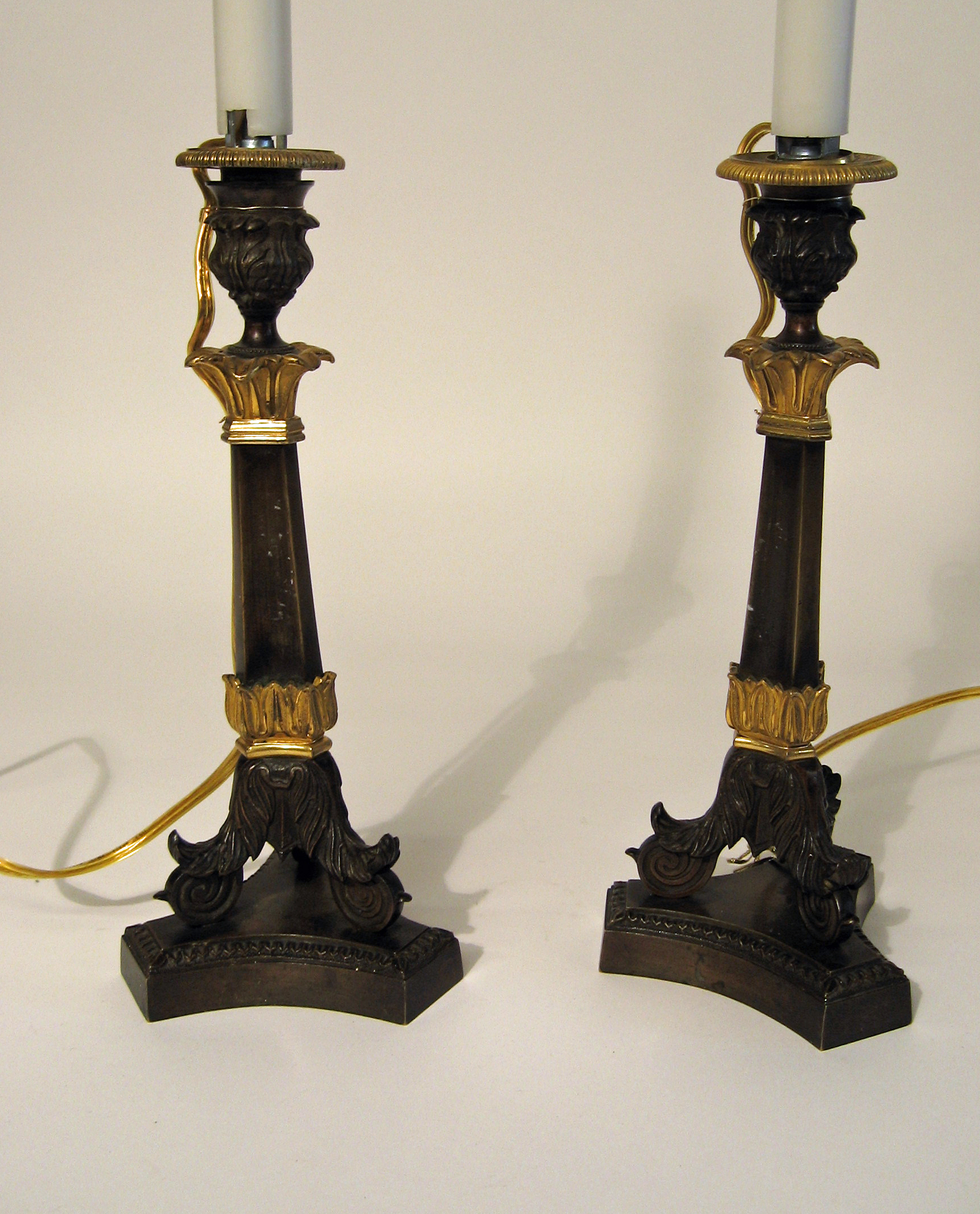 Pair of Empire ormolu and patinated