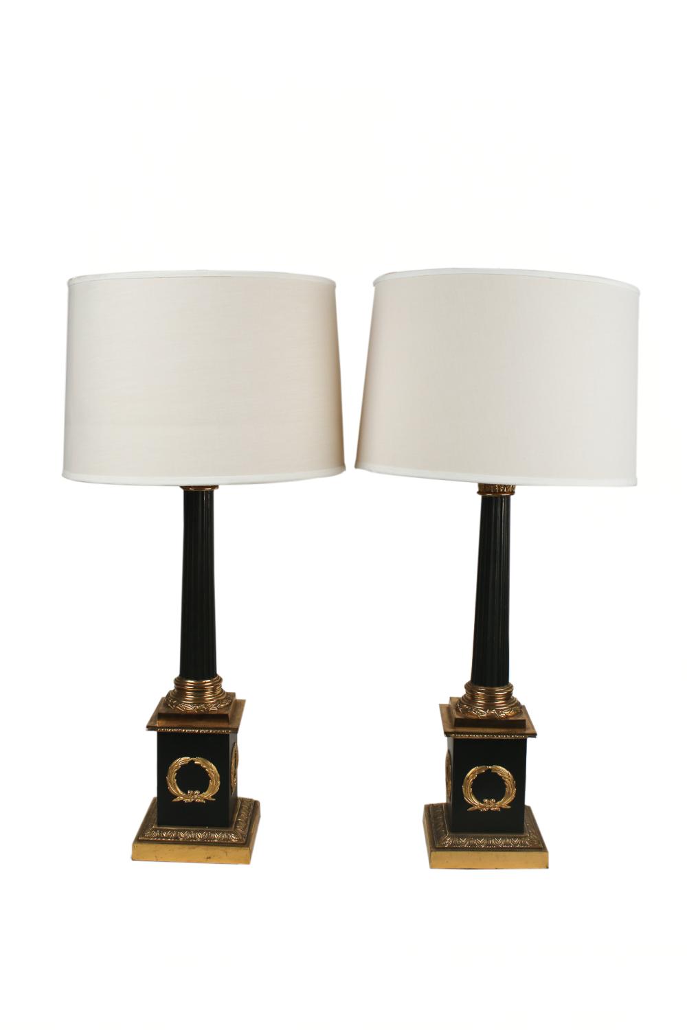PAIR OF EMPIRE STYLE COLUMNAR TABLE