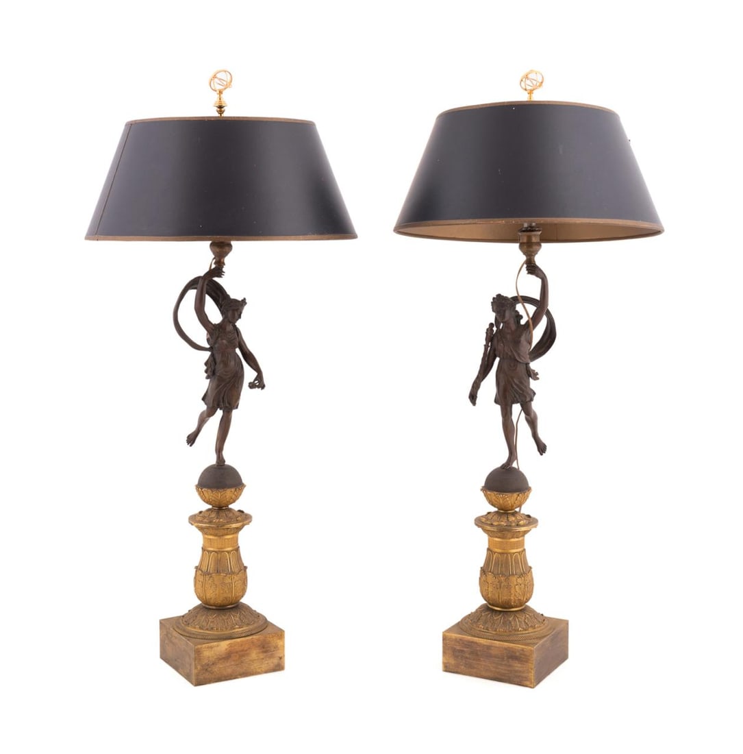 PAIR OF EMPIRE STYLE PARCEL GILT