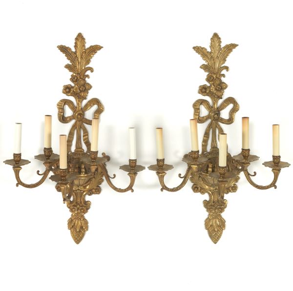 PAIR OF EMPIRE STYLE PATINATED GILT