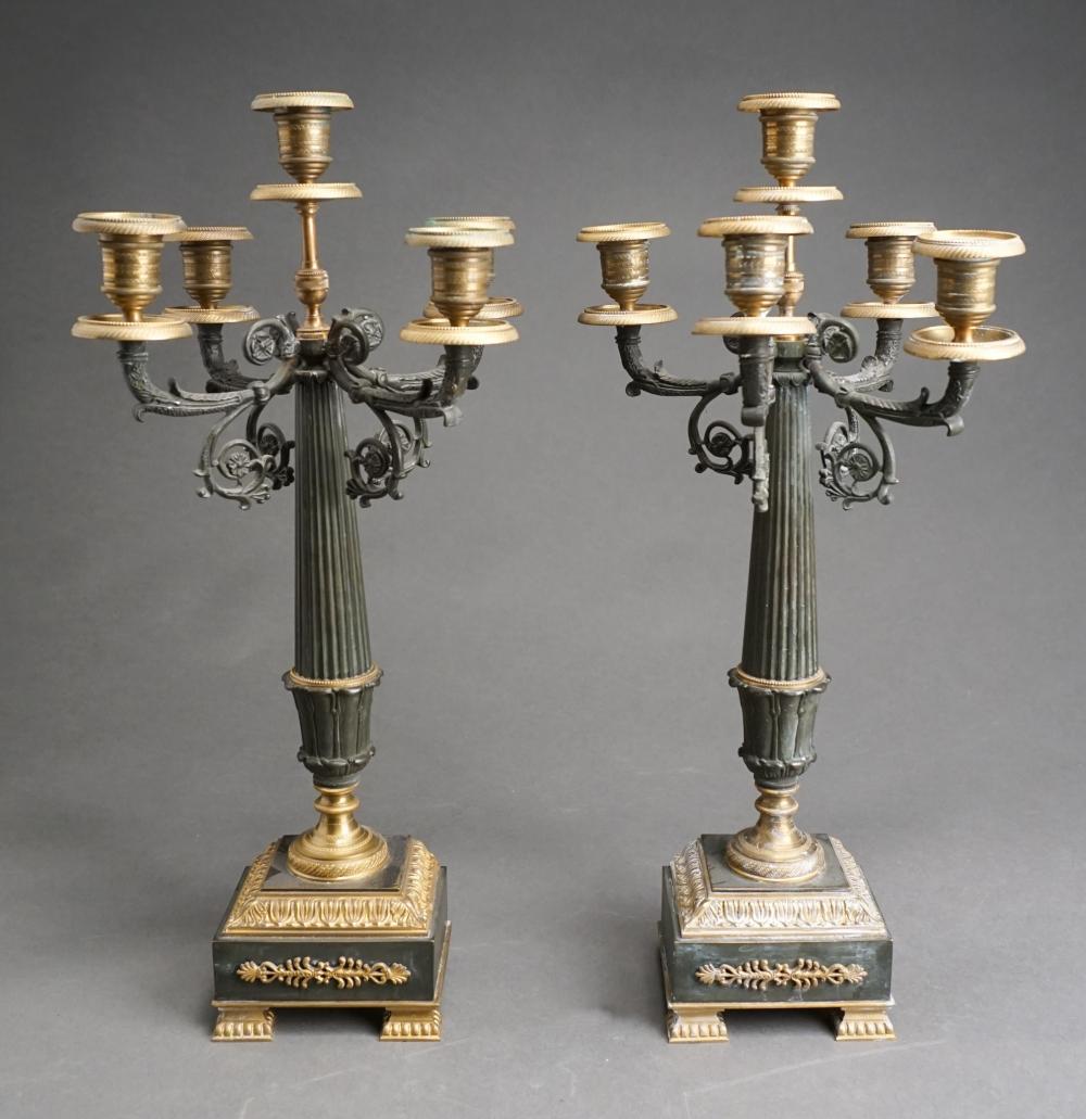 PAIR OF EMPIRE STYLE PATINATED