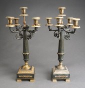 PAIR OF EMPIRE STYLE PATINATED
