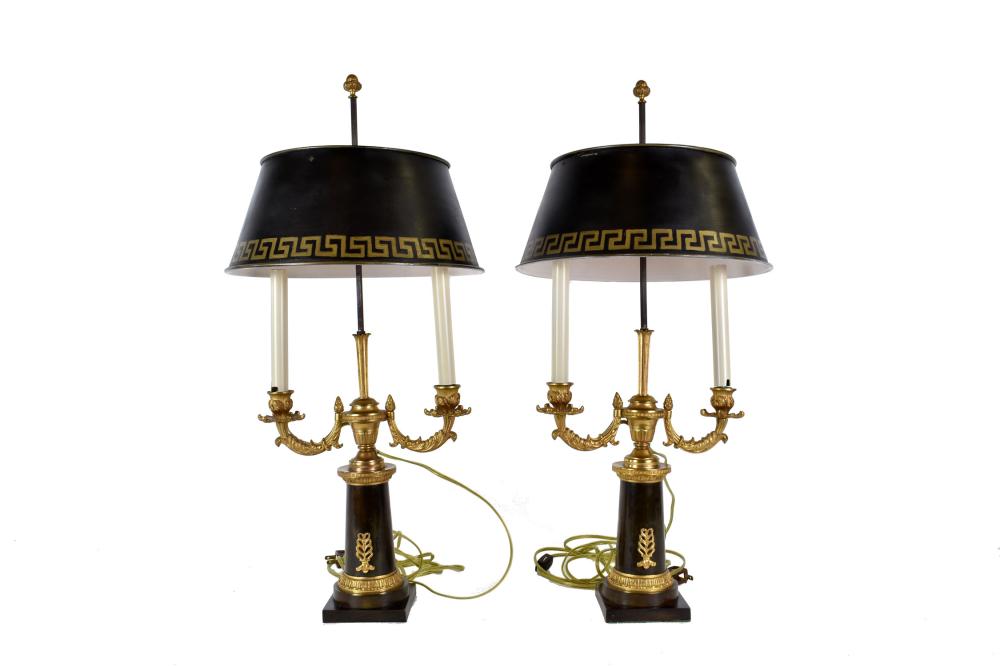 PAIR OF EMPIRE STYLE PATINATED &