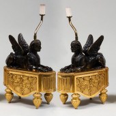 PAIR OF EMPIRE STYLE PATINATED