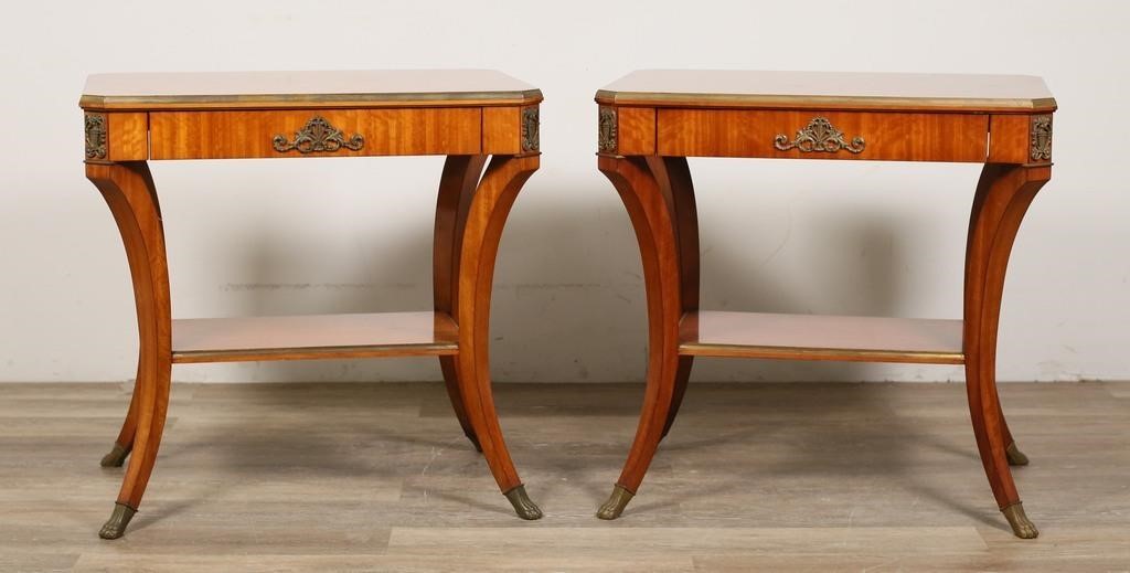 PAIR OF EMPIRE STYLE SIDE TABLES BY