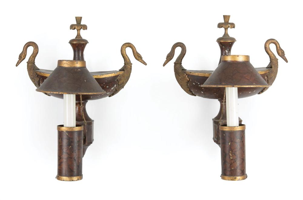 PAIR OF EMPIRE TOLE PEINTE WALL