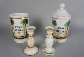 PAIR OF ENAMELED CANDLESTICKS