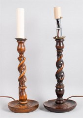 PAIR OF ENGLISH BARLEY TWIST T