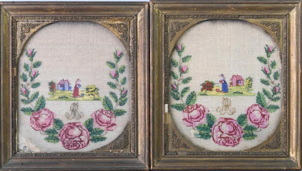 PAIR OF ENGLISH BEADWORK