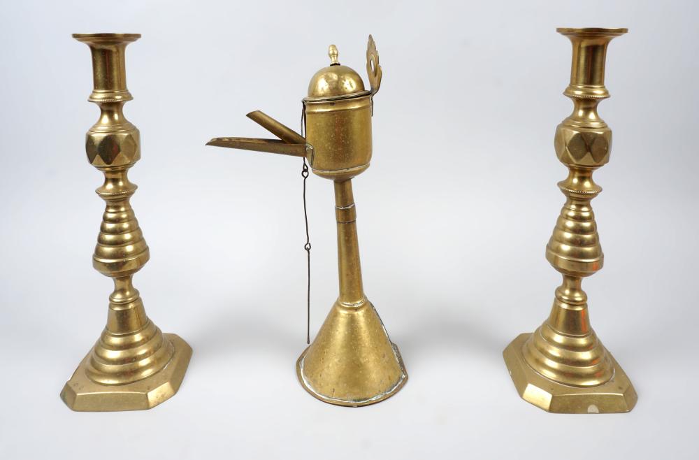 PAIR OF ENGLISH BRASS 'BEEHIVE'