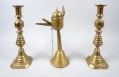PAIR OF ENGLISH BRASS 'BEEHIVE