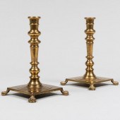 PAIR OF ENGLISH BRASS FOOTED C