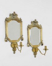 PAIR OF ENGLISH BRASS MIRRORED