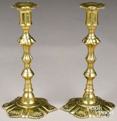 PAIR OF ENGLISH BRASS SHELL BA