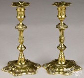 PAIR OF ENGLISH BRASS SIX SHEL