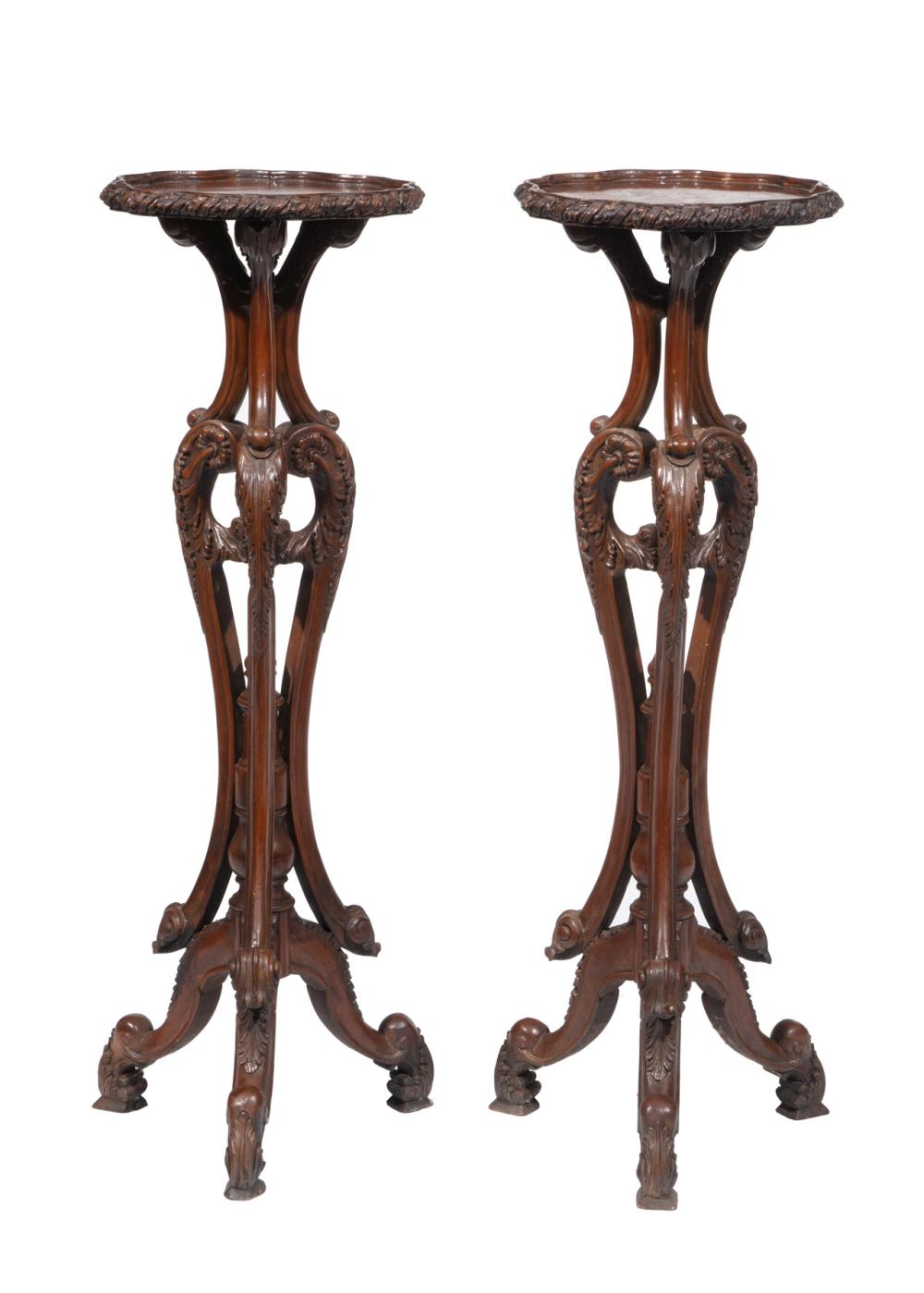 PAIR OF ENGLISH CARVED MAHOGANY