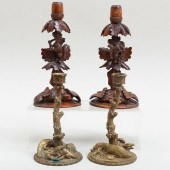 PAIR OF ENGLISH CARVED WOOD SQ