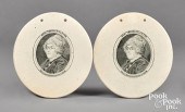 PAIR OF ENGLISH CREAMWARE PLAQ