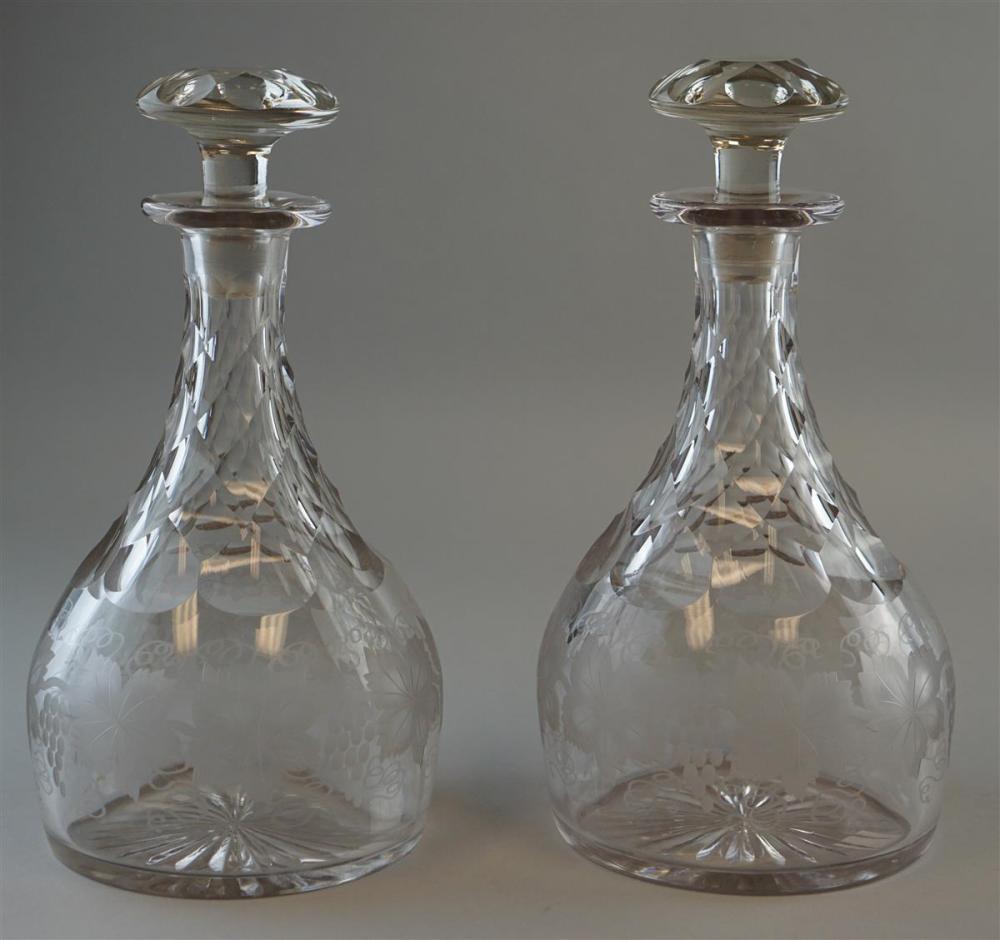 PAIR OF ENGLISH CUT GLASS DECANTERS