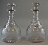 PAIR OF ENGLISH CUT GLASS DECA