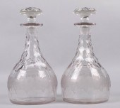 PAIR OF ENGLISH CUT GLASS DECA