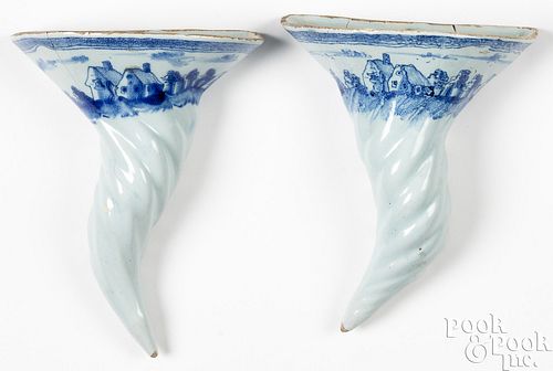 PAIR OF ENGLISH DELFTWARE WALL