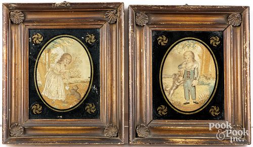 PAIR OF ENGLISH EMBROIDERIESPair of