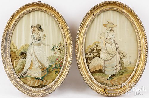 PAIR OF ENGLISH EMBROIDERIESPair of