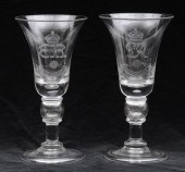 PAIR OF ENGLISH ENGRAVED GLASS
