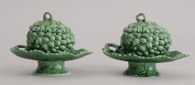 PAIR OF ENGLISH GREEN-GLAZED