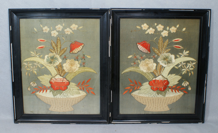 Pair of English heavily embroidered