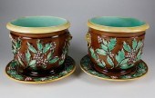 PAIR OF ENGLISH MAJOLICA "HOLL