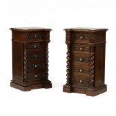 PAIR OF ENGLISH MARBLE TOP CAR