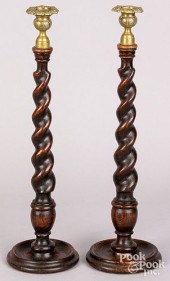 PAIR OF ENGLISH OAK SPIRAL CAN